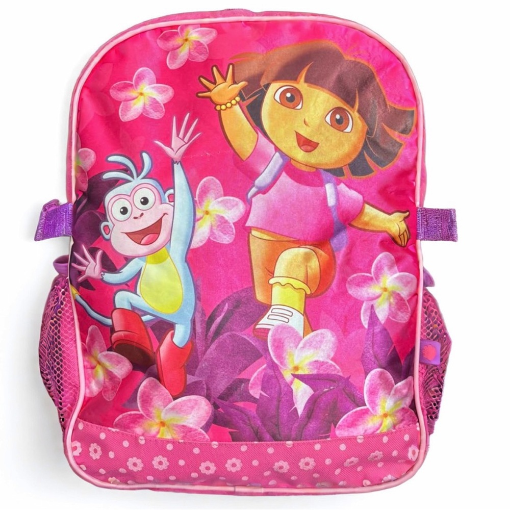 2011 Dora the Explorer Pink Floral Backpack – Kids School Bag with Boots